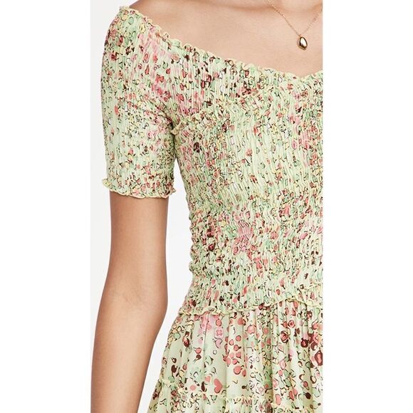 Poupette St Barth Mini Dress Soledad Dress - Green Murrina Size L - Picture 3 of 12